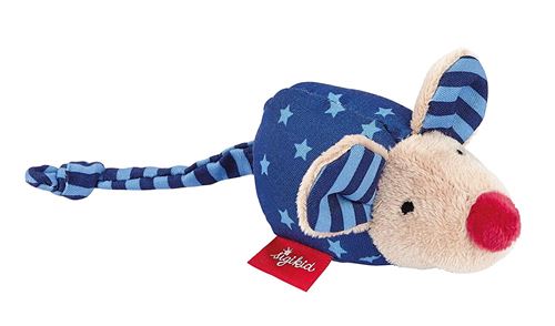 Sigikid 49137 garçon, hochet en tissu souriceau, bleu