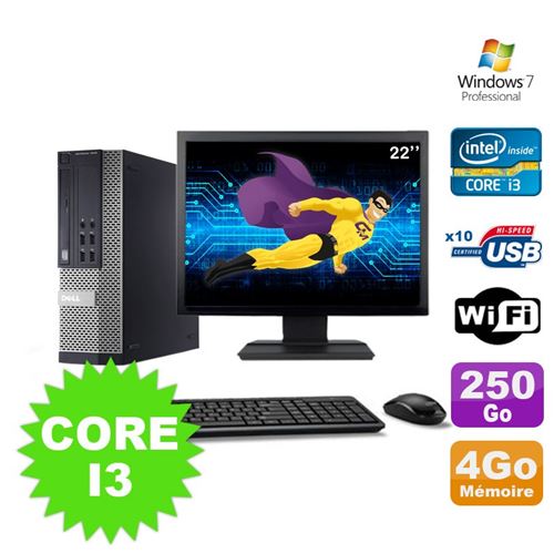 Pc dell optiplex 990 sff i3-2120 3.3ghz 4go 250go dvd wifi w7 ecran 22' État correct - Dell reconditionné disponible sur Fnac