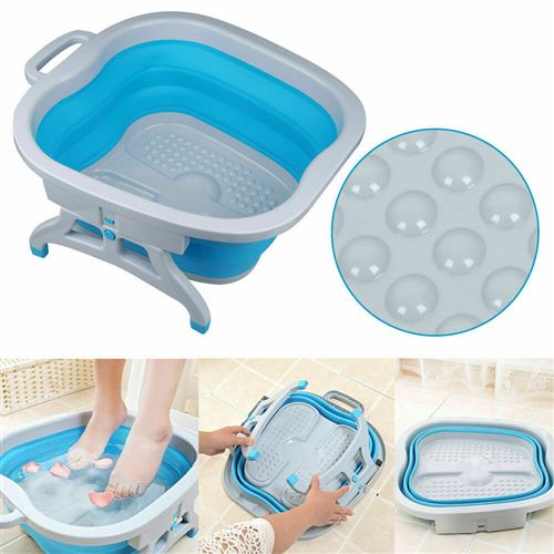 Bain de pieds massage pliable baril masseur pour pieds relaxant- Bleu
