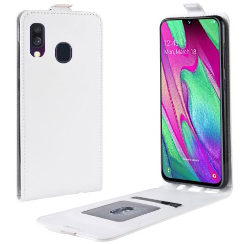 Etui en PU cheval fou flip vertical blanc pour votre Samsung Galaxy A40
