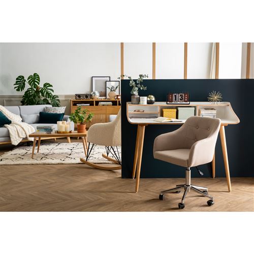 Fauteuil De Bureau Design En Tissu Bleu Canard Baltik Achat Prix Fnac