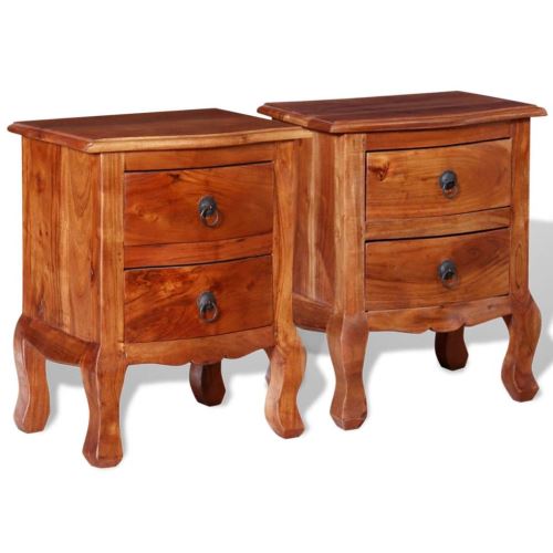 Meelady Tables de Chevet avec Tiroirs 2 pcs Bois d'acacia Massif