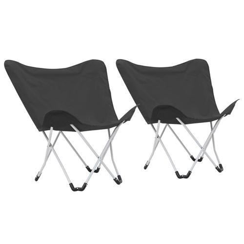 vidaXL Chaise de camping pliable Forme de papillon 2 pcs Noir