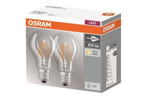 Equipements Pour Luminaire Osram - Led Retrofit Classic A 40 4w/827 E27 Pack De 2 Pcs - 4052899972001