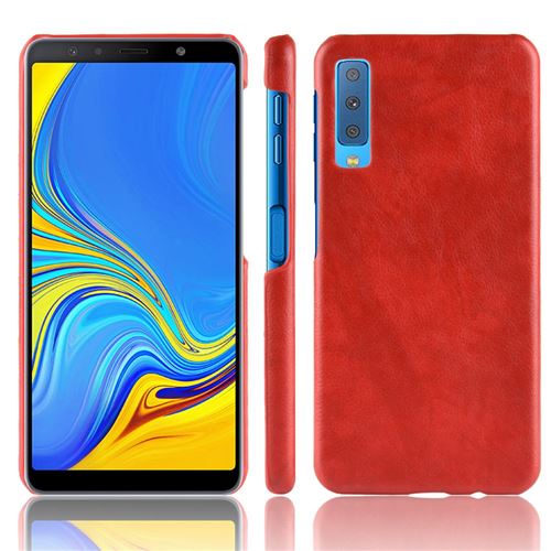 Etui en PU enduit rigide rouge pour votre Samsung Galaxy A7 (2018)