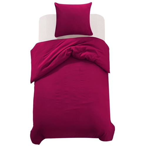 vidaXL Dekbedovertrekset bordeauxrood 140x220/60x70 cm 2-delig