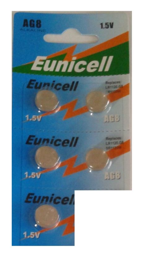 EUNICELL - Lot de 5 PILES AG8 LR55 LR1120 SR1120 381 391 G8 G58 D382