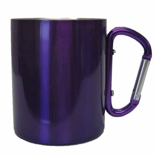 tasse à boire avec mousqueton aluminium violet 300 ml