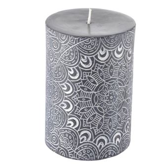Bougie Pilier Mandala "Graphic Ethnic" 10cm Noir - 1
