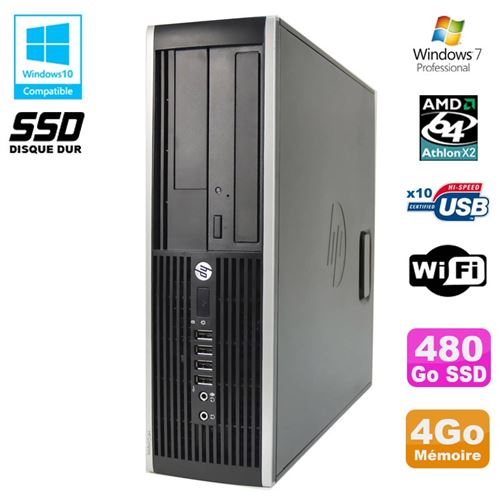 Pc hp compaq 6005 pro sff amd 3ghz 4go ddr3 480go ssd graveur wifi win 7 pro