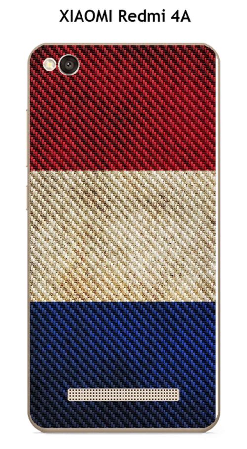 Coque XIAOMI Redmi 4A design Drapeau France vintage effet Carbone