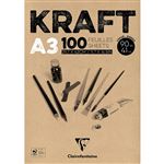 Bloc collé de 100 feuilles A3 Clairefontaine Kraft Brun