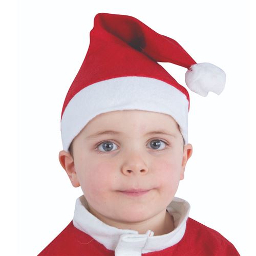 bonnet père noël traditionnel feutre rouge enfant - 90840