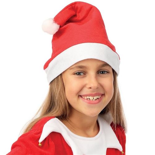 bonnet père noël traditionnel feutre rouge enfant - 90840