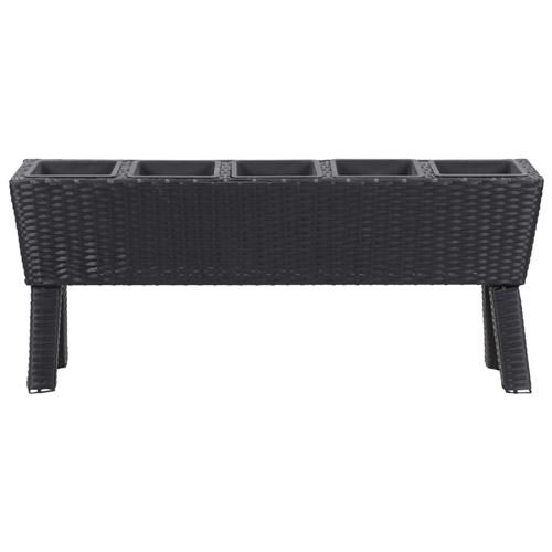 vidaXL Lit surélevé de jardin et pied et 5 pots 118x25x50cm Rotin Noir