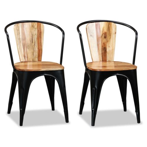 vidaXL Eetkamerstoelen massief acaciahout 2 st