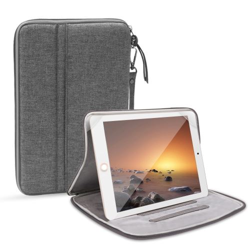 Sacoche en PU ventouse universelle en tissu gris pour votre Apple iPad 10.2 (2019)/iPad 10.5/iPad Pro 11/iPad 9.7 2018