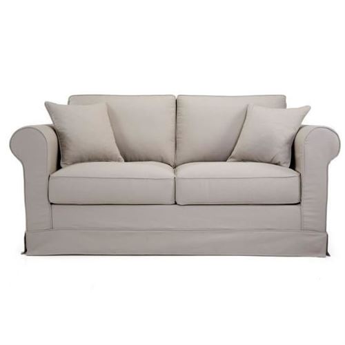 ROY Canape 2 places - Tissu Beige - L 170 x P 84 x H 81 cm