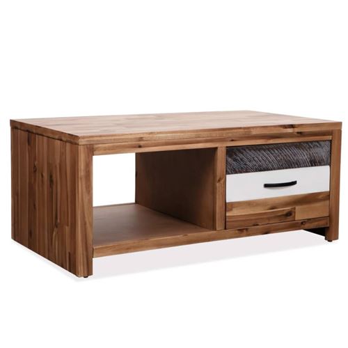 vidaXL Table basse Bois d'acacia massif 90 x 50 x 37,5 cm