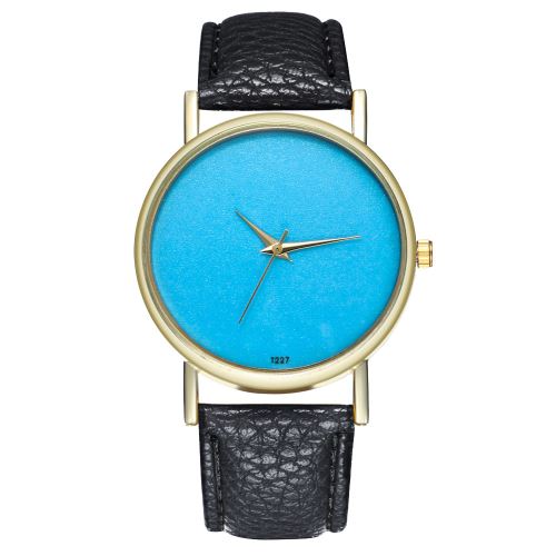 Véritable plaque bleue visage bleu visage rond en acier minimaliste montre pour femme montre pour homme tendance quartz horloge T227-Anoir