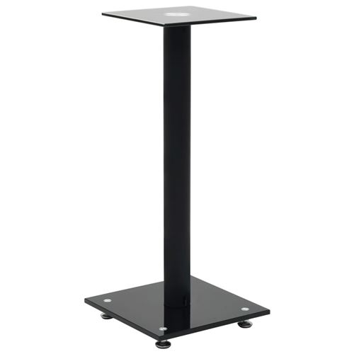 vidaXL Support de haut-parleur 2pcs Verre trempé Design 1 colonne Noir