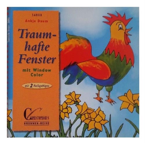 Livre motif window color les fleurs et le coq - modele peinture fenetre (langue allemand)