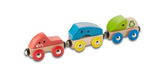 Everearth Voiture de chemin de fer bois eco 22,7 cm 3 parties