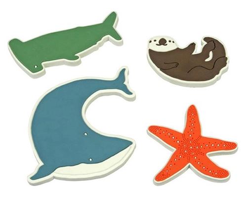 The Zoo aimants Ocean6 x 3,5 cm bleu/vert/brun 4-pièces