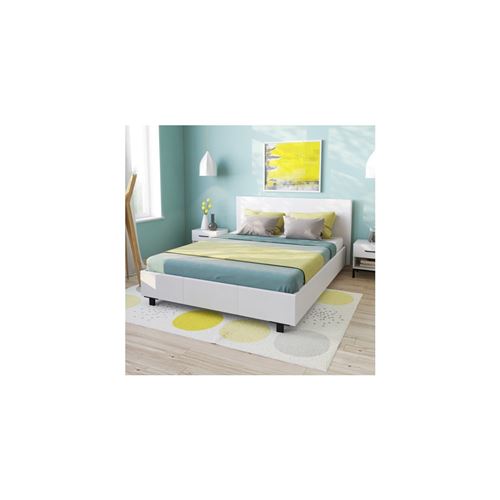 Lit ATLANTA 140x190 + 1 sommier / Blanc
