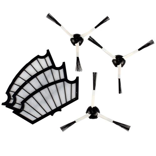 Pack 3 filtres moteurs + 3 brosses laterales mrk01 adaptables sur irobot roomba - b7-69v4-y10h