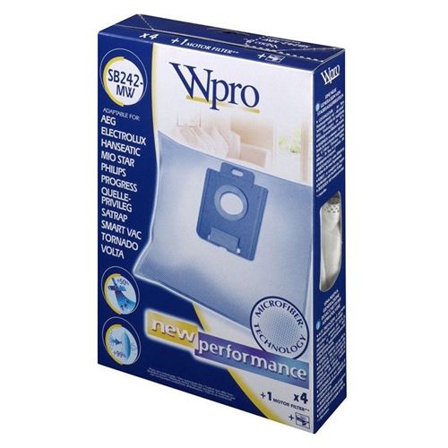 Wpro Sb 242 Mw 4 Sacs Aspirateur + 1 Microfibre Compatible Philips AEG