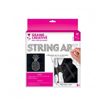 Tableau de fil tendu string art ananas 22cm - graine créative