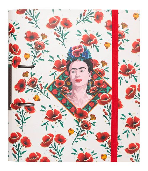 Dossier 2 Anneaux Decoupe Premium Frida Kahlo Fleurs