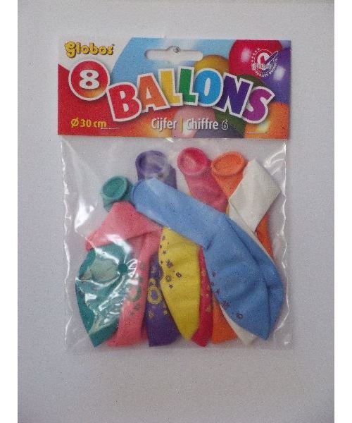 Ballons numéro 6 n ° 12 un côté 5 sacs de 8 pièces