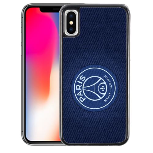 Coque pour iPhone XR psg minimalist fond bleu