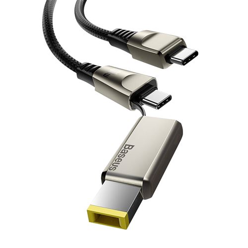 Câble USB-C vers USB-C et Prise carré Lenovo 100W Nylon 2m Baseus Flash Noir