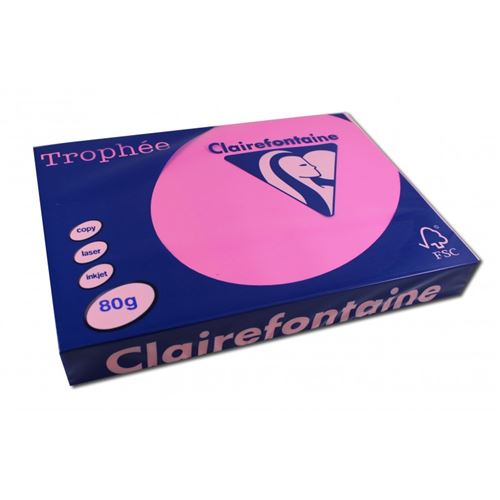 Ramette papier couleur Clairefontaine A4 80g - Rose fluo