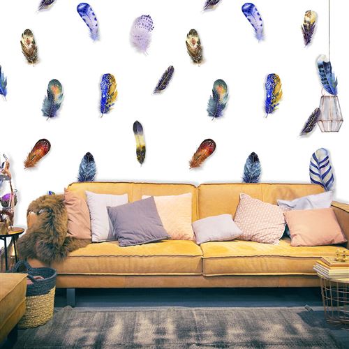 Papier peint - Plumes colorées - Décoration, image, art | Deko Panels | 50x1000 cm |