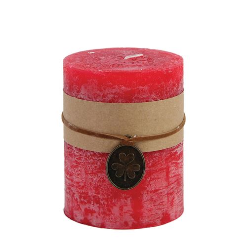 Pilier bougie pilier rustique avec pendentif rouge M