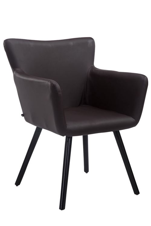 Chaise de salle à manger avec accoudoirs Antwerpen en similicuir , Marron/Bois de chêne Noir
