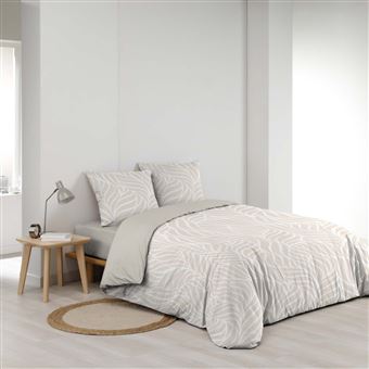 Parure De Lit 3 Pièces So Natural 240x220cm Marron - Housse De Couette Et Taies Coton
