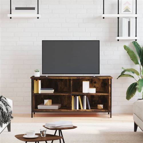 Meuble TV Chêne fumé 100x40x50 cm Bois d ingénierie