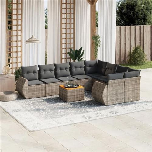 Non Communiqué Marron Salon De Jardin Modulable Vidaxl 9 Personnes Resine Tressee Gris 62 X 62 X 69 Cm 10 Pieces