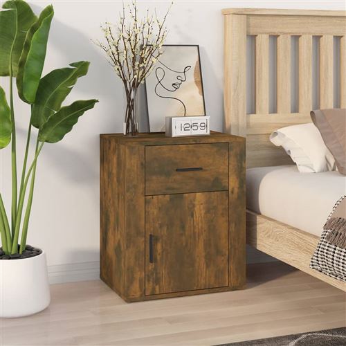 vidaXL Table de chevet Chêne fumé 50x36x60 cm Bois d'ingénierie816725