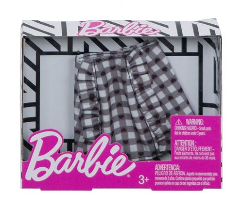 Barbie - habit pour poupee mannequin - jupe a carreau noir et blanc - vetement - tenue robe