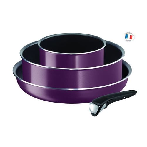 TEFAL INGENIO ESSENTIAL L2019302 Batterie de cuisine 4 Pieces - Violet Byzantium - tous feux hors induction