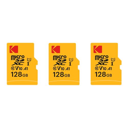 Kodak Pack de 3 Cartes Memoire Micro SDXC Premium 128 Go – Vitesse et Fiabilite pour un Stockage Exceptionnel