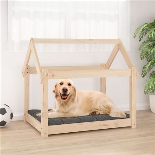 822207 vidaXL Lit pour chien 81x60x70 cm Bois de pin solide