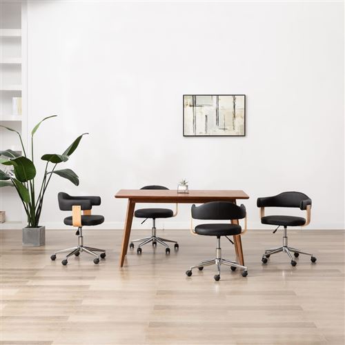 vidaXL Chaises de salle à manger pivotantes 4 pcs Noir Similicuir