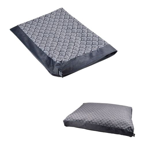 Comparer les prix de Housse coussin pour animaux rectangle à motifs new art - Bords en velours - Gris - L 80 x l 60 cm